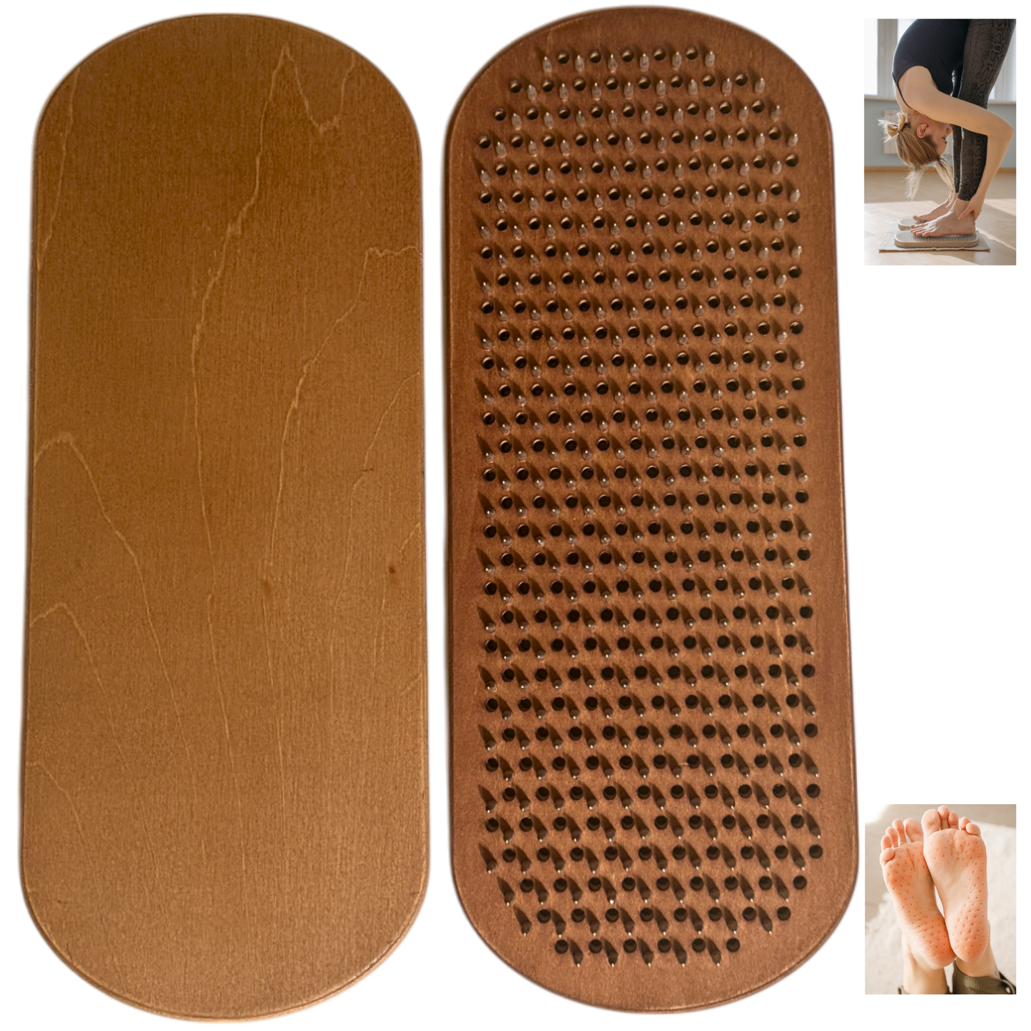 Sadhu Board with Aluminum Nails, Light Compact Sadhu Board, 0,39 In (10 mm), Handmade Wooden Sadhu Board for Standing on Feet, Acupuncture Massage, Yoga Gift