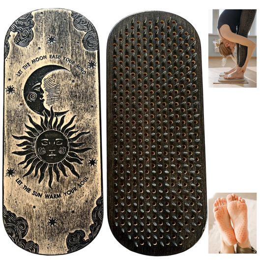 Sadhu Board for Standing nails, 0.39IN (10mm), Engraved Wooden Board, Compact Sadhu Board for Yoga Practice, Handmade Yoga Nails Board, Acupressure Foot Massage, Yoga Gift