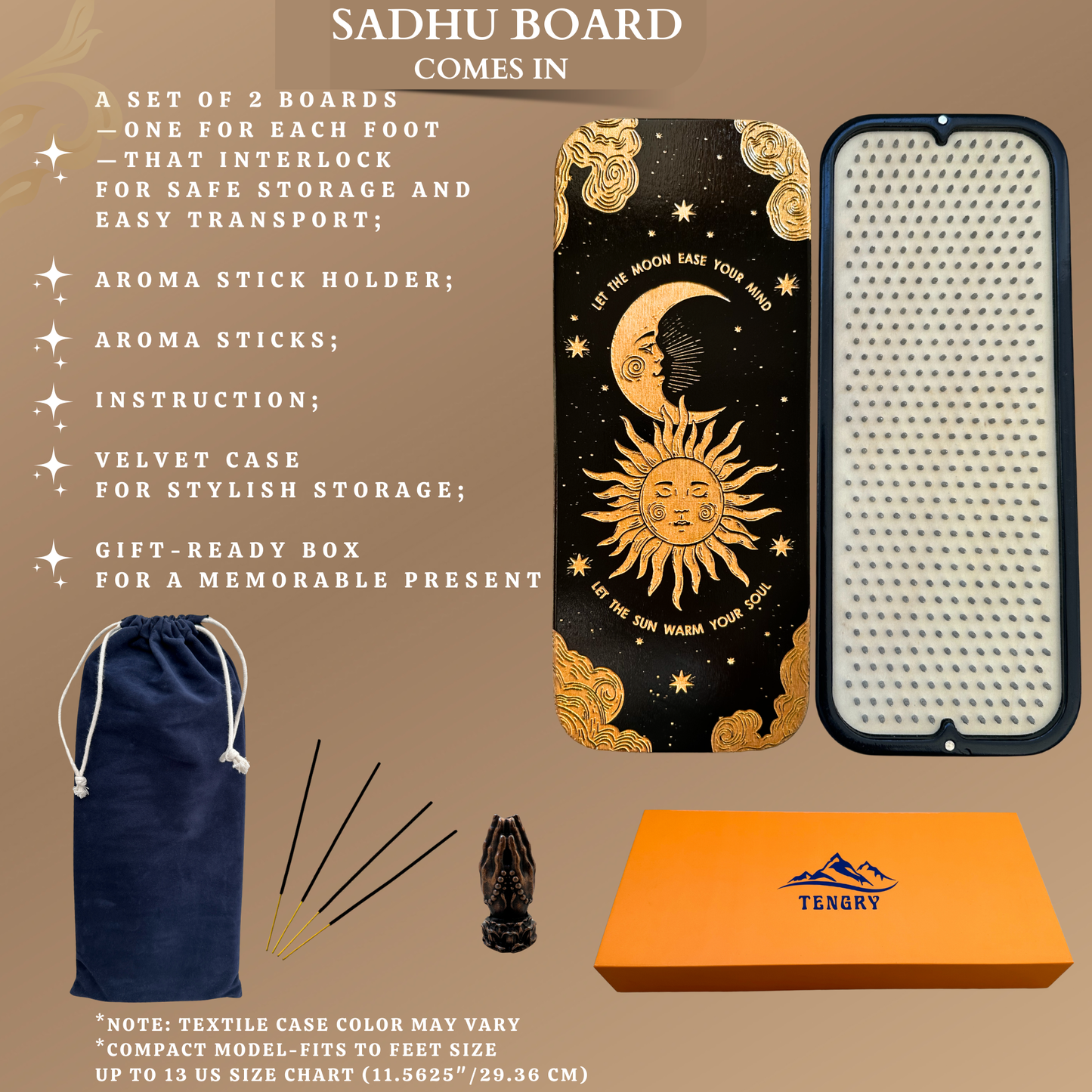 Sadhu Board with Aluminum Nails for Beginners 0.31 Inches (8 mm), Nail Boards for Feet, Sadhu Nail Board, Yoga Gift