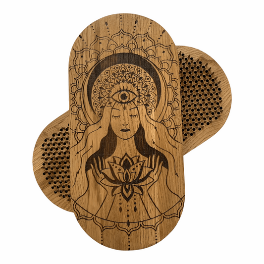 Oak Sadhu Board with Brass Nails 8 mm, Oak Yoga Board, Board with Oak Wood and Brass Nails
