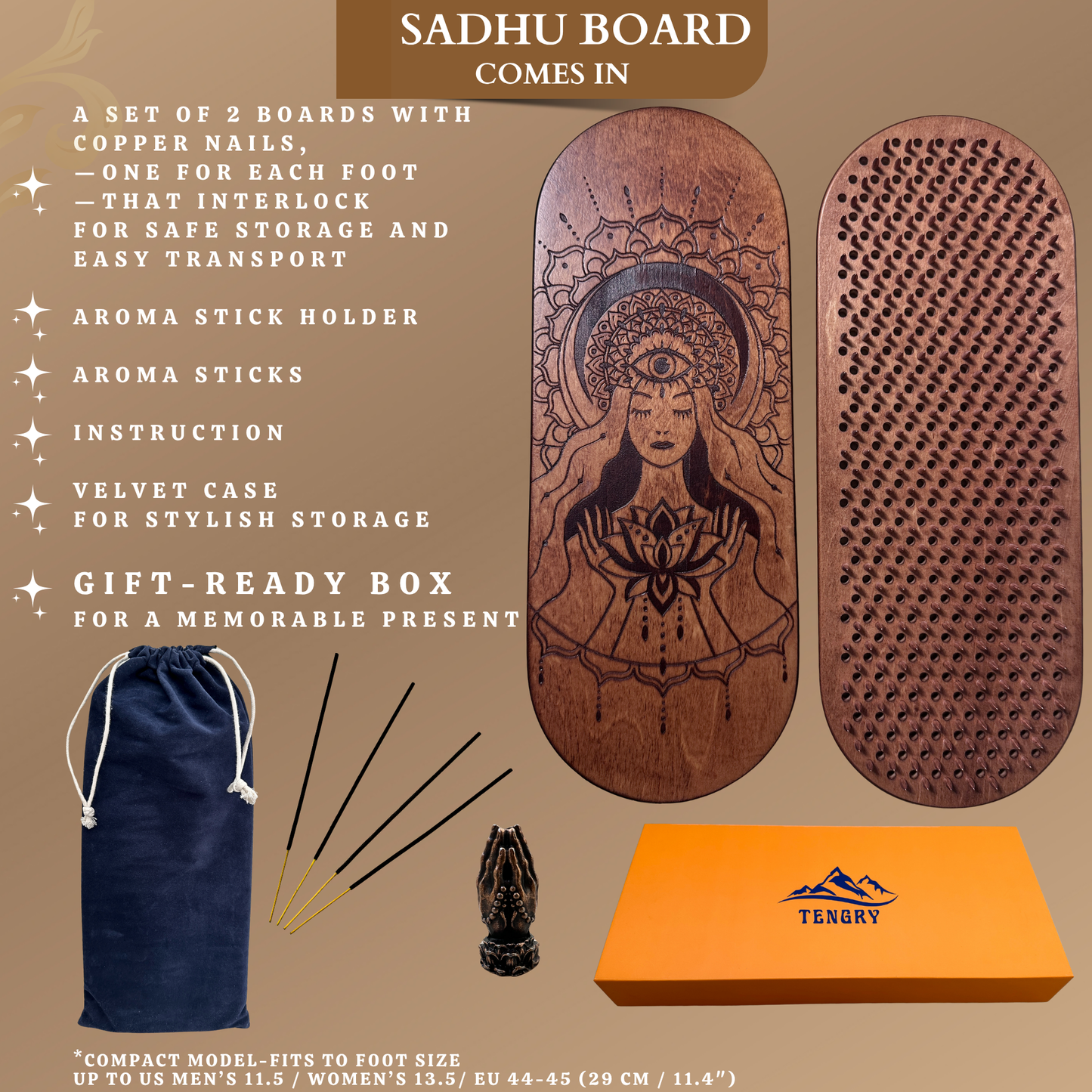 Sadhu Board with Copper Nails, 10mm (0.39 in) – Most Popular | Tengry