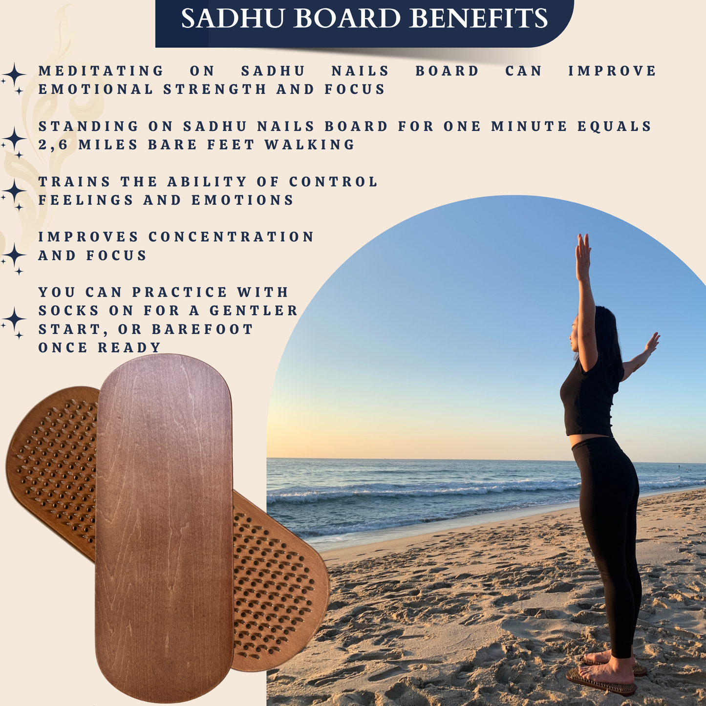 Sadhu Board, Special Aluminum Nails, 0,47 In (12 mm), for Advanced, Light Compact Foot Board, Wooden Nail Boards for Feet, Nail Board, Yoga Gift