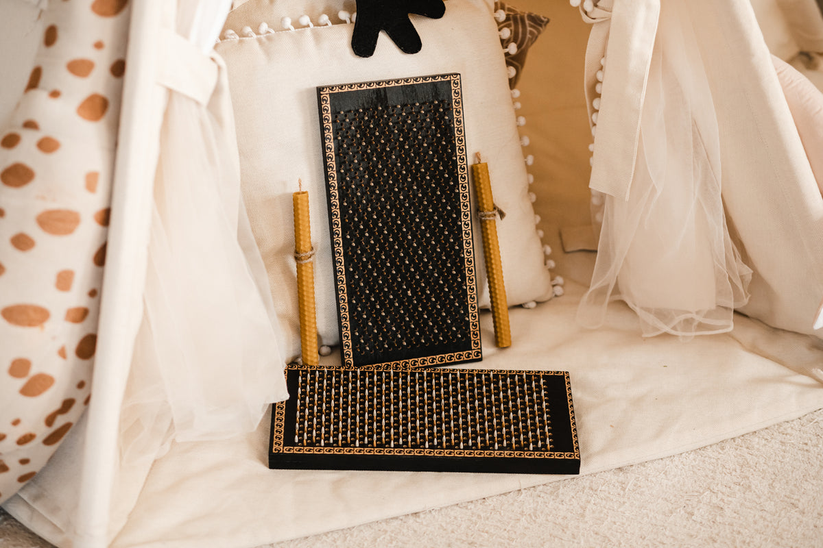 Load video: Dynamic Sadhu Board designed for Yoga practice, meditation, relaxation and perfect for feet massage through standing on nails.