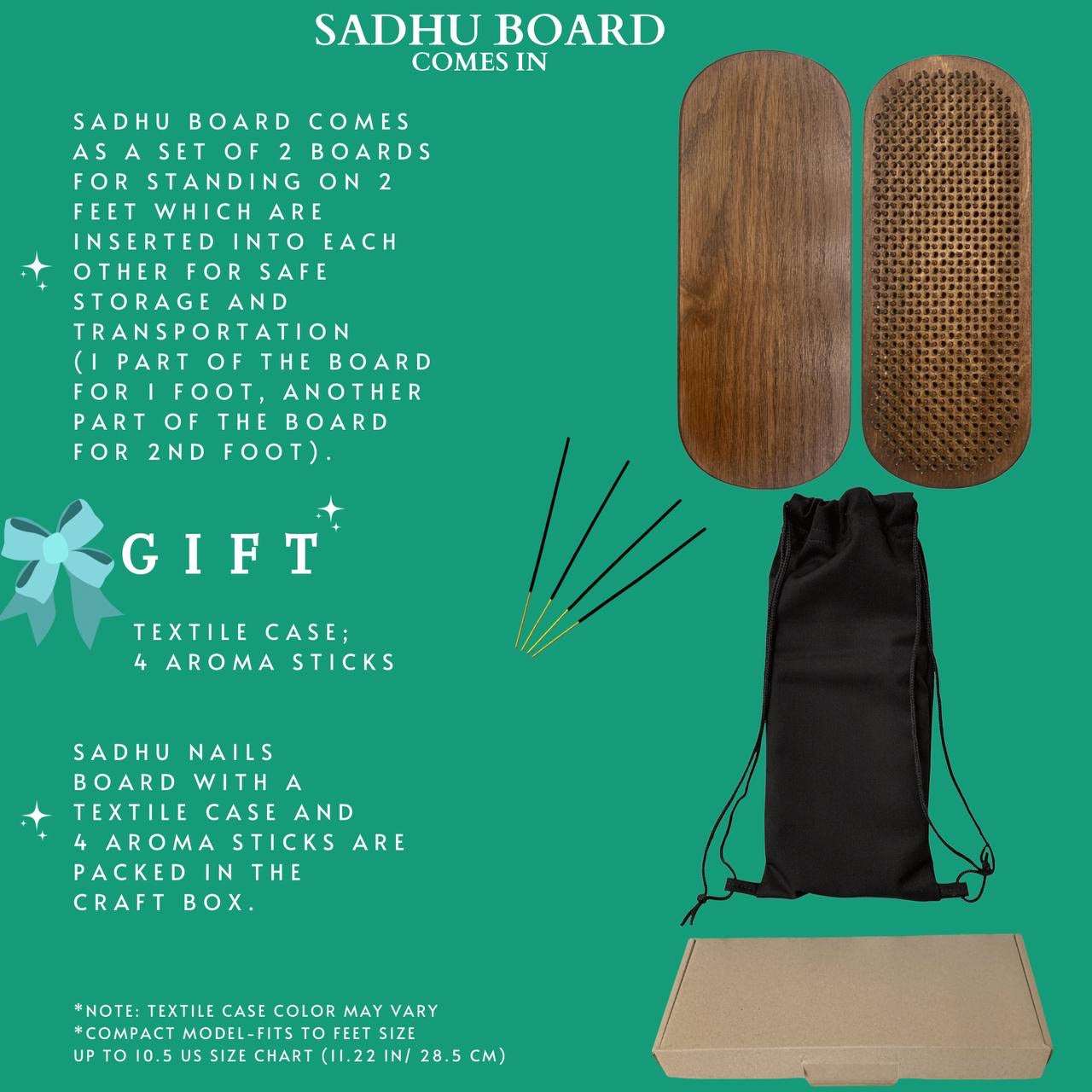 Compact Sadhu board for Beginners, Oak Veneer, Yoga board, Nails board 0.3 in (8 mm)