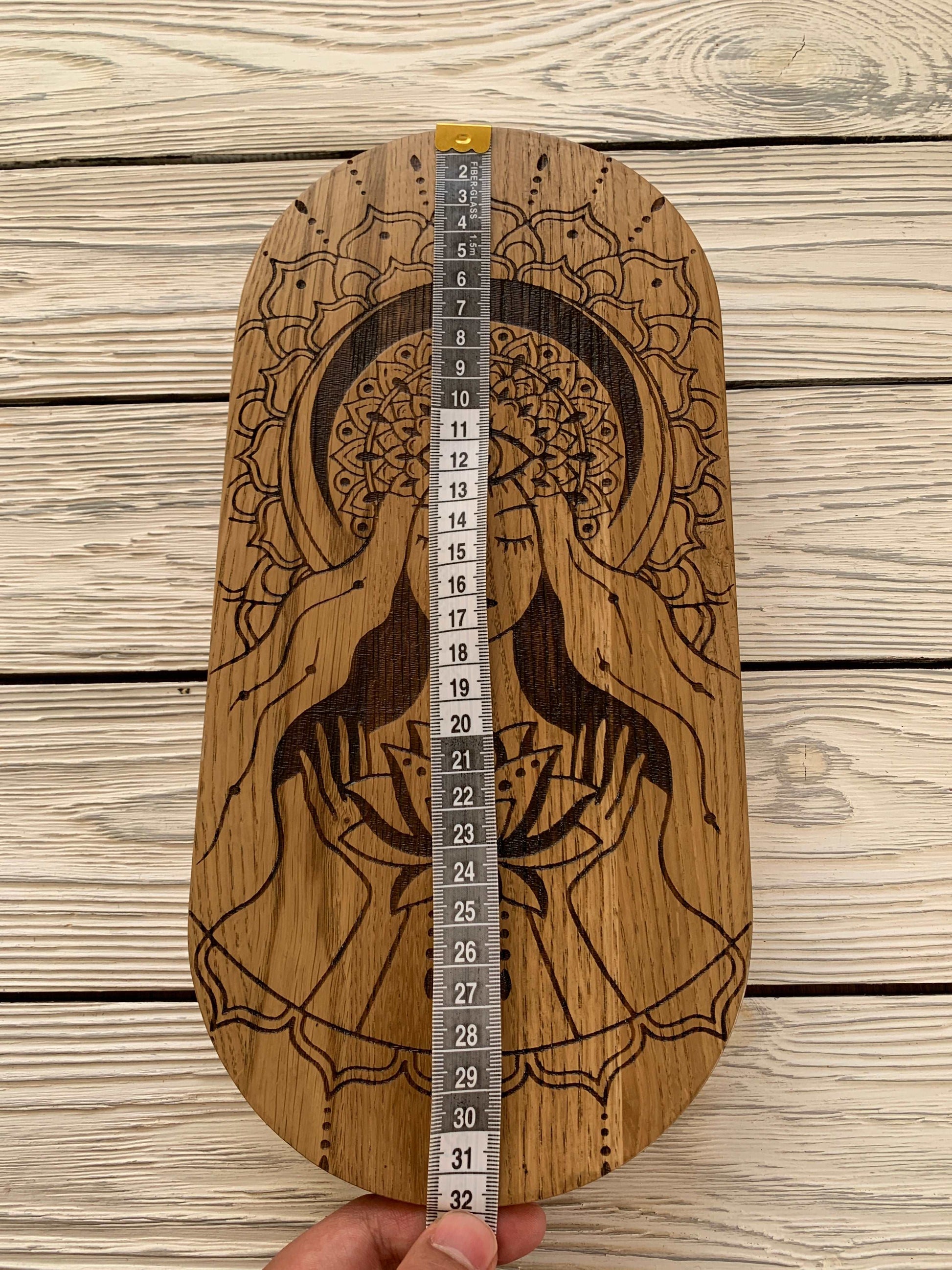Oak Sadhu Board with Brass Nails 8 mm, Oak Yoga Board, Board with Oak Wood and Brass Nails