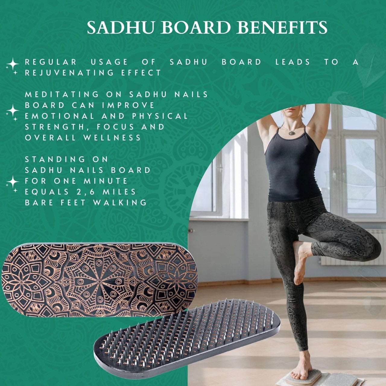 Sadhu Board - Black Mandala, 10 mm