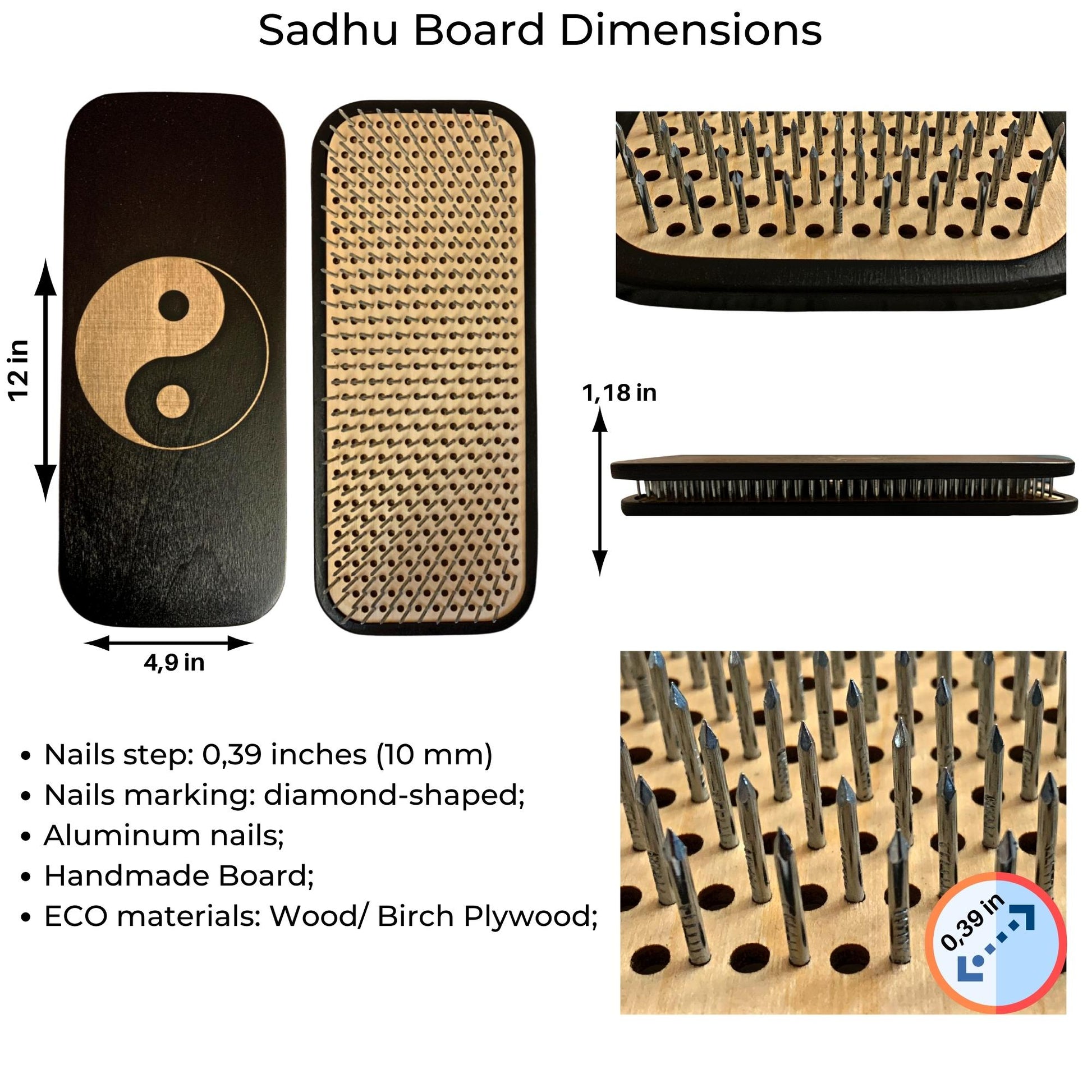 Sadhu Board with Light Aluminum Nails, Handmade, Yoga Gift, 10 mm – Tengry