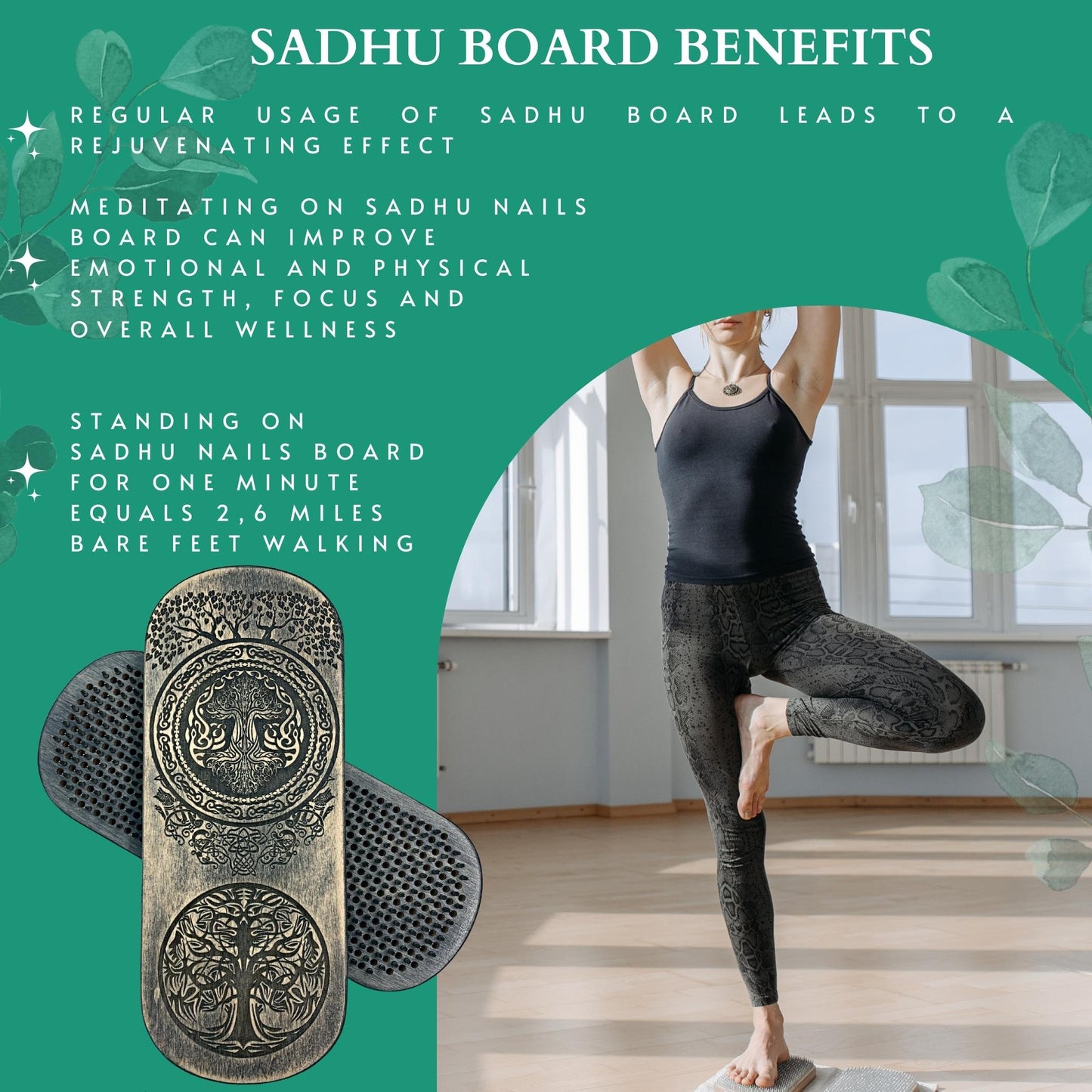 Sadhu board for Beginners, Tree of Life , Yoga board, Nails board, 8 mm